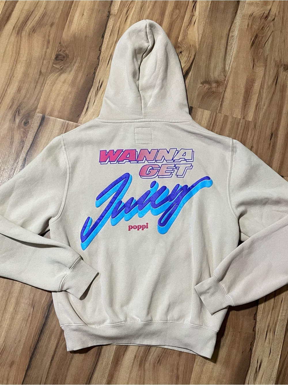 Poppi x Target "Wanna Get Juicy" Retro Graphic Cream Hoodie Sweatshirt Sz XS